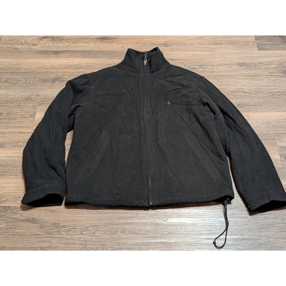 Polo Ralph Lauren Mens Large Black Wool Blend Quilted Full Zip Bomber Jacket